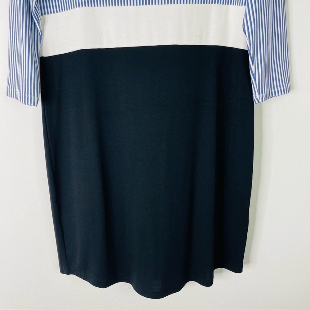 J. Jill blue white striped coastal nautical color block stretchy midi dress XS - Picture 3 of 6